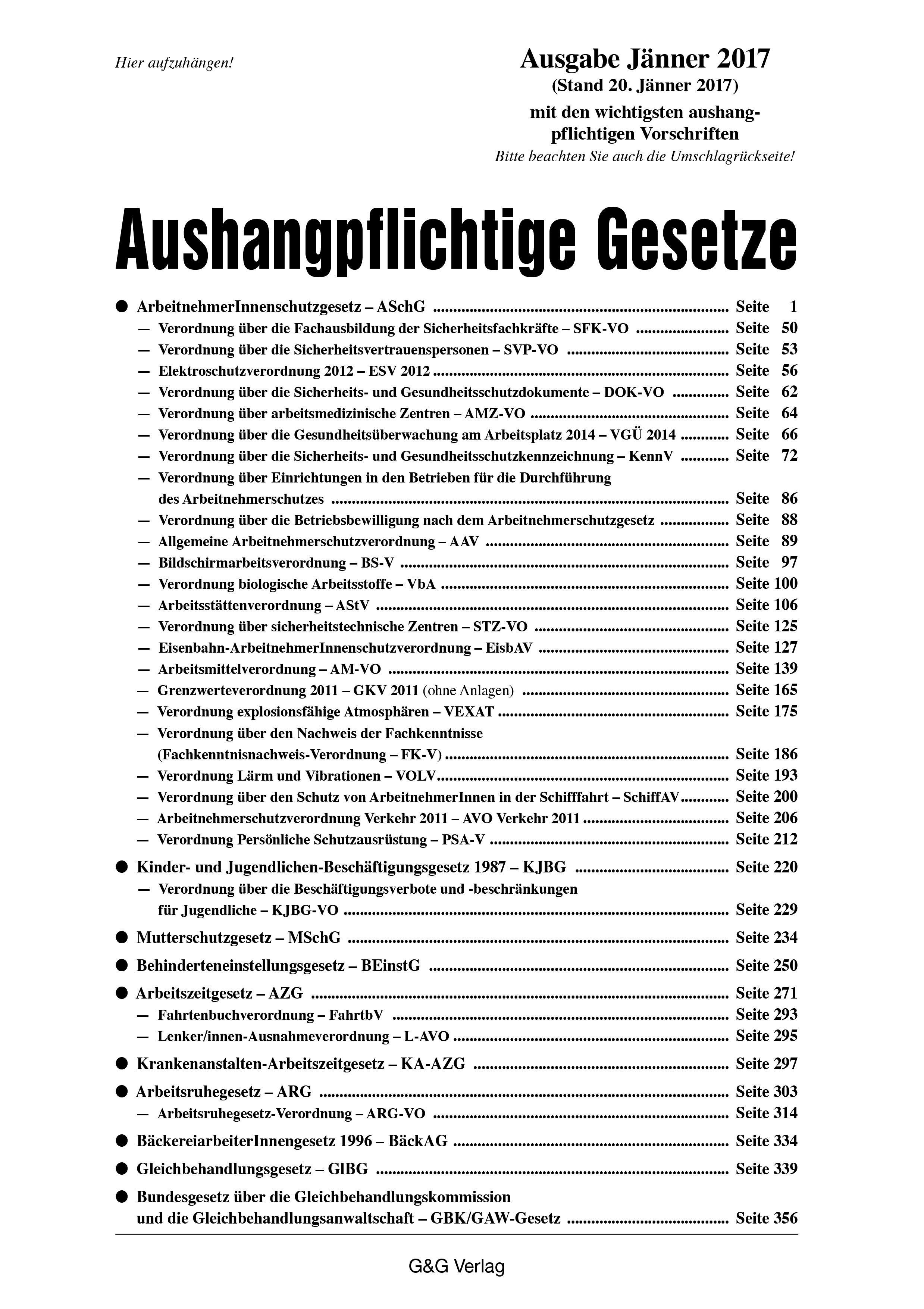 AUSHANGPFLICHTIGE GESETZE PDF